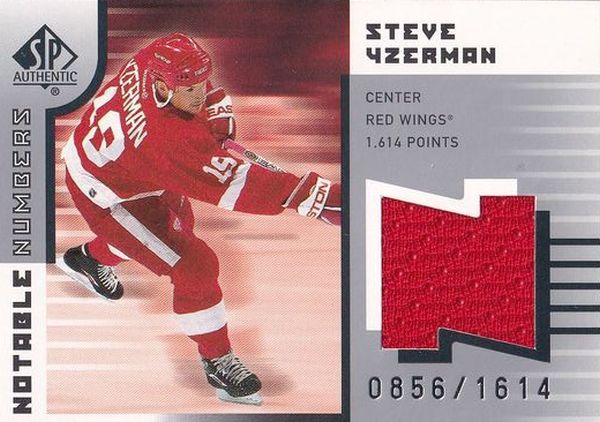 jersey karta STEVE YZERMAN 01-02 SP Authentic Notable Numbers /1614